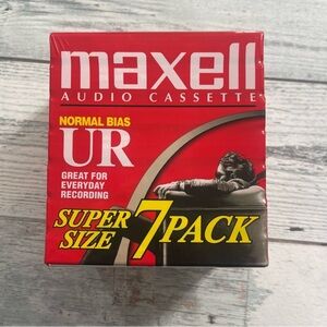 Vintage Maxell UR 90-Minute Audio Cassette Tapes Sealed Super Size 7-Pack  NEW